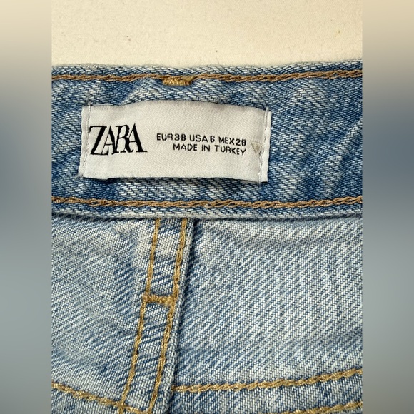 ZARA Women's light wash patchwork wide leg jeans size 6 - Picture 11 of 16